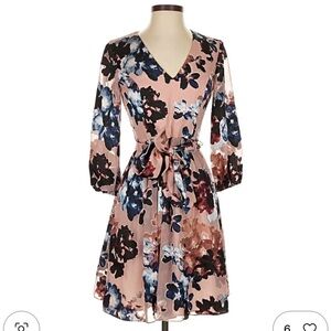 Vince Camuto Mauve Floral Long Sleeve Dress